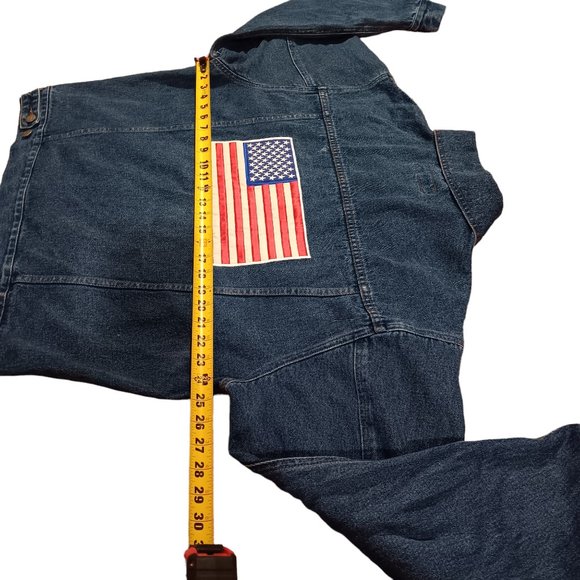 Vintage 90's  Eagles Ridge Jean Jacket American Flag Men's Large Denim c… - Picture 6 of 7